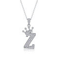 wholesale 925 silver popular 26-letter alphabet necklace for women, stylish and elegant moissanite cross-border collarbone chain-0-30
