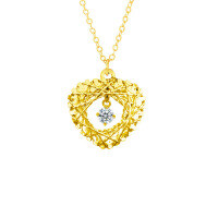 S925 Sterling Silver Moissanite Dreamcatcher Pendant Necklace-Dreamweaver Heart Necklace (Gold)  30 Point Moissanite