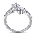 wholesale S925 Sterling Silver Creative Figure-8 Micro-Paved Double Zirconia Minimalist Ring Jewelry for Cross-Border Amazon Fulfillment-0-2