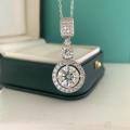 wholesale [18K Gold Plated] Pure Silver 5-Carat Moissanite Pendant Winter New Diamond Necklace, Personalized Women's Sweater Chain Collarbone Necklace-0-0