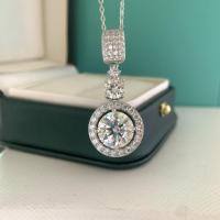 wholesale [18K Gold Plated] Pure Silver 5-Carat Moissanite Pendant Winter New Diamond Necklace, Personalized Women's Sweater Chain Collarbone Necklace-5 carat (high carbon diamond) necklace 925 silver