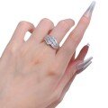wholesale S925 Sterling Silver T-Square Row of Zirconia Line Luxury Ring for Women, European and American Cross-Border Style-0-4
