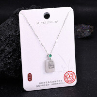 S925 Sterling Silver Hetian Jade Pendant Necklace, New Chinese Style Maitreya Buddha Locklace-S925 Sterling Silver + Hetian Jade HD-0033B (3.16G)  925 Silver