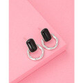 wholesale 925 Sterling Silver Black Agate Earrings for Women, Light Luxury Niche New Earrings, Simple and Elegant Studs with a High-End Feel-0-1