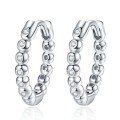 Sterling Silver Single-Row Moissanite Hoop Earrings, Minimalist Design-0-3