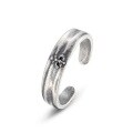 wholesale S925 sterling silver new Korean-Japanese style vintage emblem ring, simple adjustable open ring-0-5