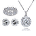 wholesale S925 Sterling Silver Full Diamond Starry Sky Ring Necklace Earring Three-Piece Jewelry Set Cross-Border Europe and America Stackable Ring Set-0-0