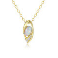 wholesale 925 Silver Japanese Egg-Shaped Oval Synthetic Opal Pendant White Opal Jewelry Necklace-0-4