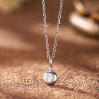 wholesale S925 Sterling Silver Red Elk Pendant Necklace, Minimalist Daily Wear Bezel Set with Brushed Finish, Women's Light Luxury Accessory-BX0402-White Gold 925 Silver