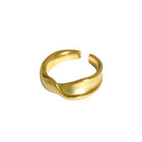 wholesale S925 Sterling Silver JT463 Korean Version Ins Small and Unique Design Minimalist Versatile Elegant Twisted Texture Open Ring for Women-18K Gold [No. 14/Adjustable] Opening adjustable