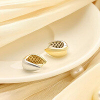 wholesale 18K Gold Fashion Waterdrop Two-Tone Earrings Creative and Unique Teardrop Teardrop Women's Accessories Ear Jewelry-18k gold two-tone