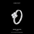 925 Silver Korean Ins Minimalist Four-Leaf Clover Ring, Women's Versatile Tail Ring-0-4