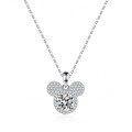 925 Silver Mickey Mouse Pendant Necklace with 1 Carat Moissanite-0-4