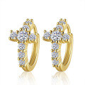 S925 Silver Moissanite Square Cross Earrings, Unisex Hip-Hop Style-0-3