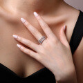 925 Silver Micro-Pavé Moissanite X-Cross Line Ring-0-1