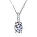 S925 Sterling Silver Moissanite Egg-Cut Cultured Emerald Ruby Sapphire Necklace-0-3