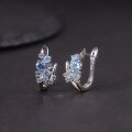 wholesale S925 sterling silver inlaid with natural topaz gemstone earrings, pomegranate stone small and exquisite-0-4
