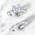 wholesale S925 Sterling Silver 2 Carat Four-Prong Moissanite Twist Shank Ring Set for Women, High-End Silver Jewelry-0-2