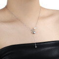 wholesale S925 Sterling Silver Swarovski Pearl Heart Necklace for Women, Minimalist Style, High-End Ins Feel, Elegant Collarbone Chain-0-3