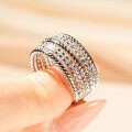 Metal Multi-Round Diamond Ring Fashion High-End Minimalist Stackable Band Wholesale-0-0
