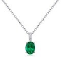 wholesale S925 Silver Vintage Oval Cultured Emerald Pendant Women's Full Gemstone Cross Pendant Necklace for Export Cross-border-0-5