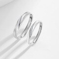 wholesale [metal: 925 Sterling Silver] Mobius 925 Sterling Silver Couple Rings, Light Luxury Fashion High-end Sense Couple Rings for Women, 520 Valentine's Day Gift-0-5
