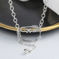 wholesale S925 Sterling Silver Plated Pin-Shaped Tassel Necklace, New Ins Design Pendant Collarbone Chain-0-3