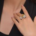 wholesale 925 Metal New Style 5ct Ring 10*10 High Carbon Yellow Diamond Ice Flower Cut Ring-0-2