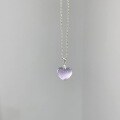 wholesale S925 Sterling Silver Amethyst Chalcedony Heart Pendant Necklace, Sweet Exquisite Fresh Niche Design High-end Youth Collarbone Chain-0-0