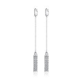 wholesale 925 Sterling Silver Long Tassel Chain Earrings with Zirconia and Sterling Silver Ear Clips, Ins Style High-End Women's Jewelry-0-4