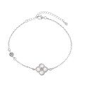 wholesale S925 Sterling Silver Korean-style Ins Fashion New Four-leaf Clover Round Diamond Zircon Design High-end Sense Bracelet for Women-0-8