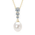 S925 Silver Natural Freshwater Pearl Teardrop Zircon Necklace-0-3
