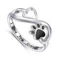 wholesale 925 Sterling Silver Temu Amazon Cross-Border Bestseller Women's Infinite Ring, Popular in Europe and America, Featuring Love Heart, Puppy, and Cat Paw Designs-0-4