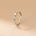 wholesale S925 Sterling Silver Fresh and Sweet Ins Style Peace and Joy Frosted Brushed Couple Ring R02834-0-3