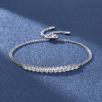 wholesale S925 sterling silver cross-border moissanite smile pave diamond bracelet for women, simple and mini luxe design, gift-(Moissanite) Bracelet>925 Silver