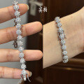 925 Silver Eight-Pointed Star Bracelet with Moissanite, Full Diamond, Flashy, Luxurious, Minimalist Design-0-0
