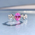 wholesale 925 Silver New Jewelry 1ct Oval 6*8 Pink Diamond Ring for Women, Ins Style Fashion Socialite Versatile Design-0-1