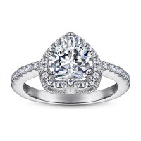 wholesale Sterling Silver S925 Heart Ring for Women, Hot Selling Style for Cross-Border E-commerce (Wish, eBay, AliExpress), Factory Direct Dropshipping-Platinum US size 8#