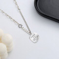 wholesale S925 Sterling Silver Irregular Letter Pendant Rolled Edge Necklace Retro Harajuku Style Niche Popular Versatile Necklace-0-3