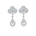 wholesale S925 Sterling Silver Four-Leaf Clover Stud Earrings with Tassel Drop, High-End Sense Versatile Full Diamond Celebrity Style, Factory Direct-0-0