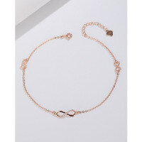 wholesale 925 Sterling Silver Infinite Loop Figure 8 Anklet for Women, Minimalist Korean Style, Niche High-End Ankle Chain for Summer-Rose gold anklet 925 silver