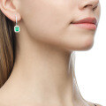wholesale S925 Sterling Silver Full Diamond Emerald Earrings, Luxurious Vintage Elegant Banquet Drop Earrings-0-3