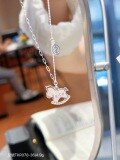 wholesale  925 Sterling Silver Year of the Horse Necklace for Women, Pure Silver Yaoyao Wooden Horse Pendant, Light Luxury Niche Collarbone Chain-0-5