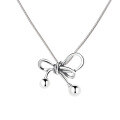 wholesale S925 Sterling Silver Korean-style Small Fresh Bow Ball Joint Snake Chain Sweet and Lovely Necklace-0-4