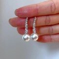 wholesale S925 Sterling Silver Multi-Diamond Vintage Long Drop Pearl Fringe Earrings Exquisite Light Luxury Small Design Earrings-0-3