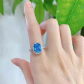 wholesale S925 full-set with 8*10 high-carbon diamond in sea blue, Mu Jing new 2021-0-3