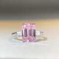 wholesale S925 Sterling Silver 5-Carat Pink Diamond Pagoda-Cut 8X11 Large Square Ring for Women-0-1