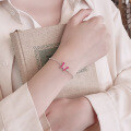 wholesale S925 sterling silver fashionable Korean and Japanese trendy resin enamel pink butterfly bracelet, stylish and versatile accessory-0-3