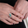 wholesale 18K White Gold New Waterdrop Paraiba 7*11 Ice Cut 15 Carat Halo Diamond Cluster Ring forIns Style-0-3