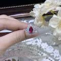 S925 Silver Lab-Grown Ruby Ring, Women's Light Luxury Minimalist Design-0-0